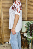 Western t-shrit wholesale Brown cow prints & white w/short sleeves women top GJQ15594