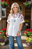 Western t-shrit wholesale cow prints & white w/short sleeves women top GJQ15594 GS12