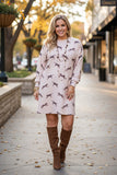 Cheetah printed knitted sweater long sleeve women dress w/side pockets GJQ15670 BS10