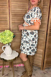 Floral printed ruffle short sleeve women dresses w/side pockets GJQ15677