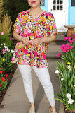 Women clothing wholesale Floral printed short sleeve baby doll top GJQ15678