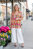 Women clothing wholesale Floral printed short sleeve baby doll top GJQ15678 (DS3)