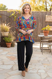 Western leopard 3/4 sleeve top & black pant women's boutique set GJQ15718 AS8