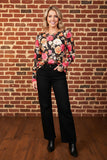 Chic floral print long sleeve women's boutique top GJQ15766 (DS3)