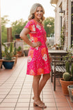 Chic Floral short sleeve women boutique dress w/side pockets GJQ15841 (BS10)