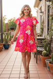 Chic Floral short sleeve women boutique dress w/side pockets GJQ15841 (BS10)