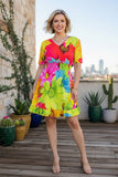 Trendy floral short sleeve women dress w/side pockets Southern Stitch GJQ15888 AS6
