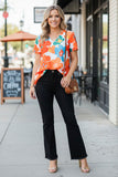 Chic floral printed short sleeve baby doll chiffon women's boutique top GJQ15918 (BS3)