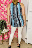 Women tops wholesale Multi color serape printed & sleeveless top GJQ15986