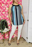 Women tops wholesale Multi color serape printed & sleeveless top GJQ15986