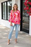 Trendy floral print ruffle 3/4 sleeve women boutique top GJQ16042 (DS8)