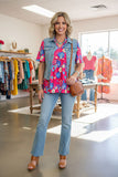 Trendy floral printed baby doll & bell short sleeve women boutique top GJQ16071 DS11
