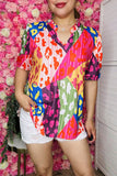 Women's top vendors Multi color leopard prints & short sleeve & V-neckline GJQ16134