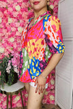 Women's top vendors Multi color leopard prints & short sleeve & V-neckline GJQ16134