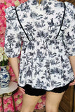 Women clothes vendors Western printed baby doll short sleeves ladies top GJQ16135