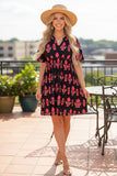 Western chic floral short sleeves women boutique dress GJQ16149 (AS2)