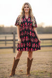 Western chic floral short sleeves women boutique dress GJQ16149 BS10