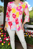Shop women's clothing online Floral printed 3/4 sleeves & v-neckline GJQ16163 ES8