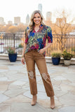Western animal printed short sleeve women's boutique blouse GJQ16297 IS6/AS10