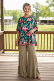 Chic floral printed poncho casual loose women's boutique blouse Southern Stitch GJQ16326 (CS2)