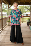 Chic floral printed poncho casual loose women's boutique blouse Southern Stitch GJQ16326 (CS2)