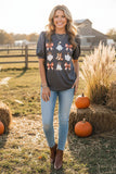 Western ghost & boot & bow grey women's boutique top GJQ16379 DS10