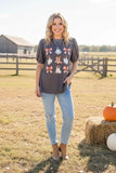 Western ghost & boot & bow grey women's boutique top GJQ16379 DS10