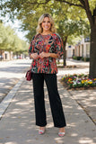 Western paisley 3/4 sleeve criss cross neck women's boutique top GJQ16384 (ES9)