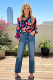 Western tie dye long sleeve women's boutique top w/buttons GJQ16390 (DS3)