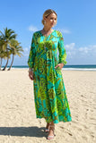 Green & turquoise spring long sleeve maxi women dress GJQ16395 (AS15)