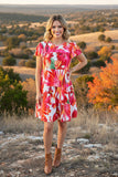 Trendy ruffle hem cap short sleeve floral women boutique dress GJQ16442 BS5