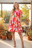 Trendy ruffle hem cap short sleeve floral women boutique dress GJQ16442 BS5