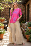 Trendy Floral Print Puff Short Sleeve Women's Boutique Top GJQ16457 (CS5)