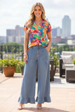 Western floral double ruffle short sleeve women's boutique top Southern Stitch GJQ16516 FS8
