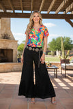 Western floral double ruffle short sleeve women's boutique top Southern Stitch GJQ16516 FS8