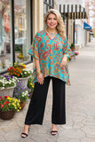 Western paisley printed short sleeve women blouse w/v neckline GJQ16579(DS2)