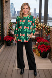 Christmas bow printed green long sleeve women shirts GJQ16690 IS3
