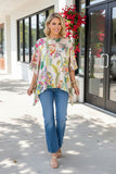 Luxury tropical print batwing sleeve women boutique blouse Southern Stitch GJQ17179 (CS2)