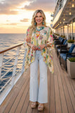 Luxury tropical print batwing sleeve women boutique blouse Southern Stitch GJQ17179