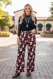 Western rodeo cards & cherry wide leg women's boutique pant Southern Stitch GJQ17201 GS4