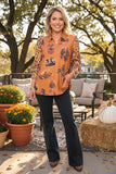 Western patterns & leopard long sleeve women's boutique top Southern Stitch GJQ17207(CS4)