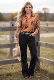 Western patterns & leopard long sleeve women's boutique top Southern Stitch GJQ17207(CS4)