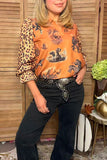 Western patterns & leopard long sleeve women's boutique top Southern Stitch GJQ17207(CS4)