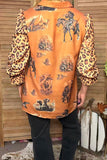 Western patterns & leopard long sleeve women's boutique top Southern Stitch GJQ17207(CS4)