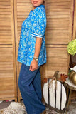 Western paisley blue short sleeve women's boutique top Southern Stitch GJQ17226