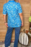 Western paisley blue short sleeve women's boutique top Southern Stitch GJQ17226