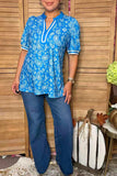 Western paisley blue short sleeve women's boutique top Southern Stitch GJQ17226