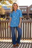 Western paisley blue short sleeve women's boutique top Southern Stitch GJQ17226