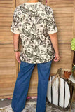 Western floral print short sleeve beige women's boutique top Southern Stitch GJQ17243 DS3