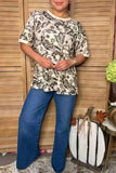 Western floral print short sleeve beige women's boutique top Southern Stitch GJQ17243 DS3